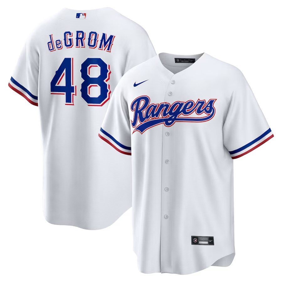 Men's Texas Rangers Jacob deGrom #48 White Home Jersey